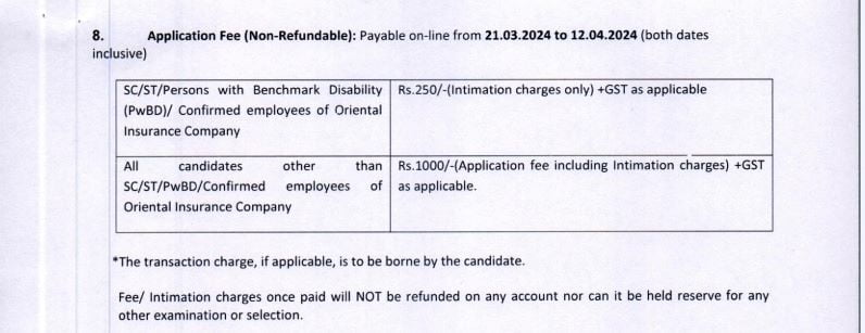 Oriental Insurance Company Limited Bharti 2024:-